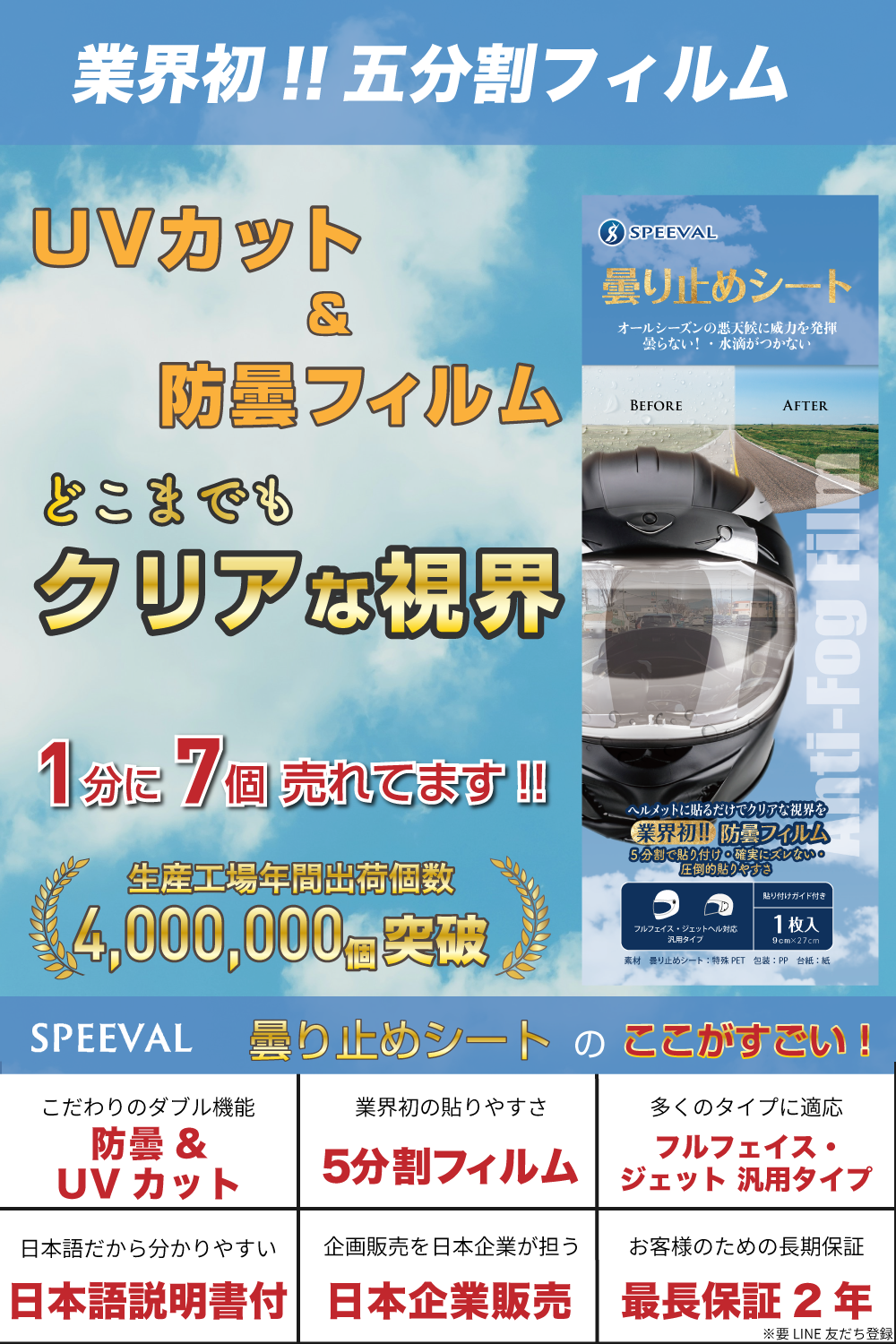 曇り止めシート ヘルメット バイク
