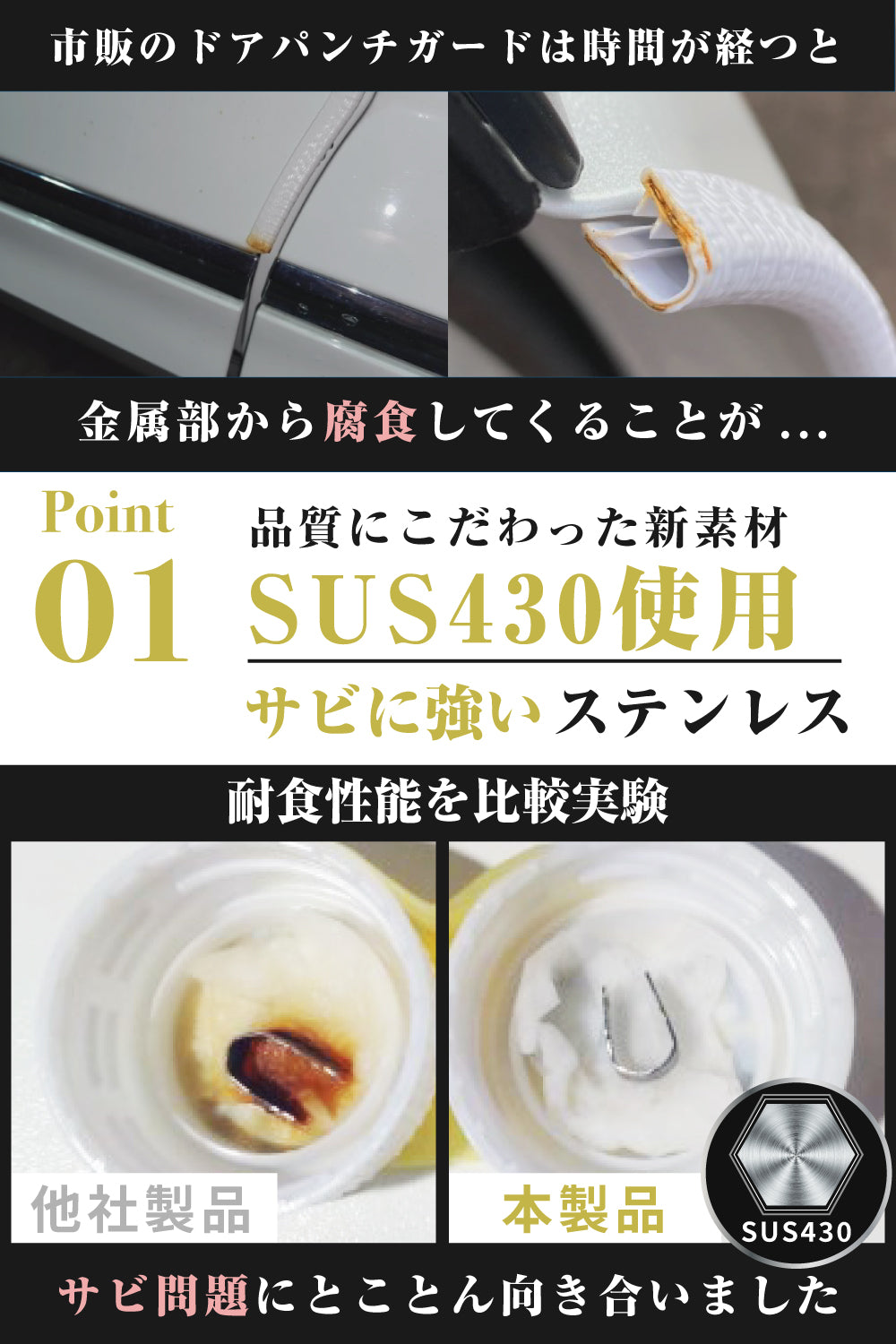 ステンレス製ドアモール