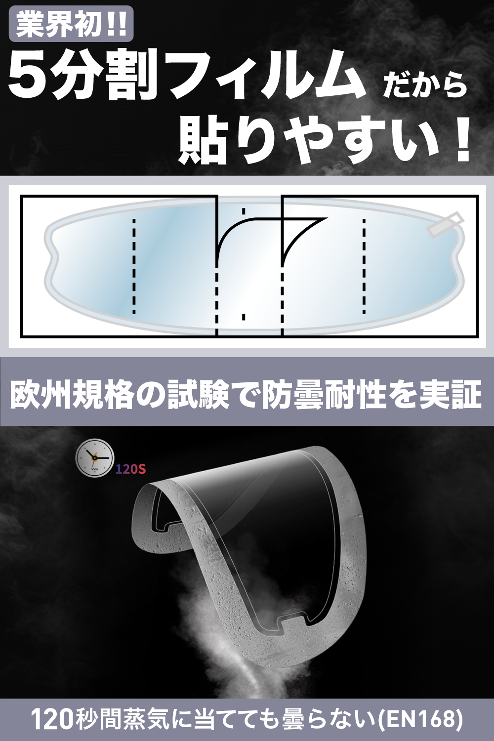 曇り止めシート 【調光機能付き】ヘルメット バイク