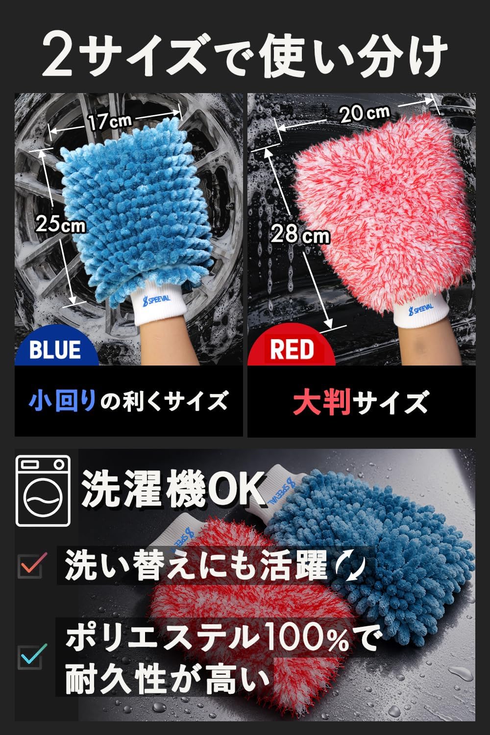 SPEEVAL WASH MITT DUO 洗車ミット スポンジ グローブ ウォッシュミット ボディ ガラス ホイール対応 洗車用品