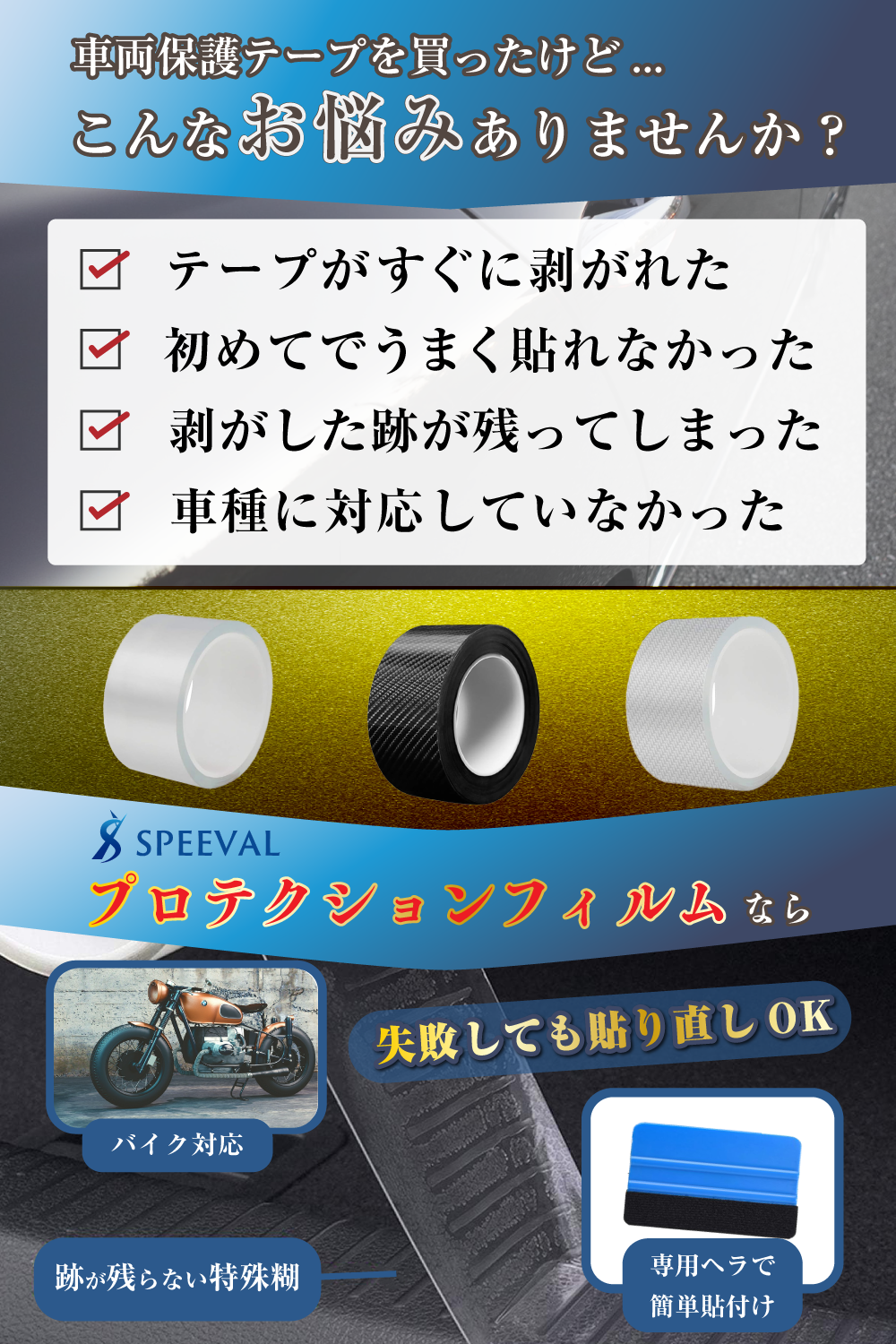 プロテクションフィルム ヘラ付き クリア