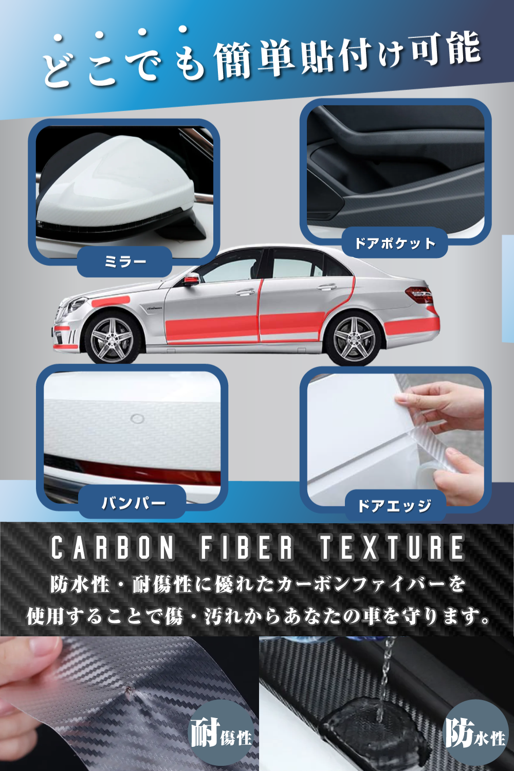 プロテクションフィルム ヘラ付き カーボンシルバー