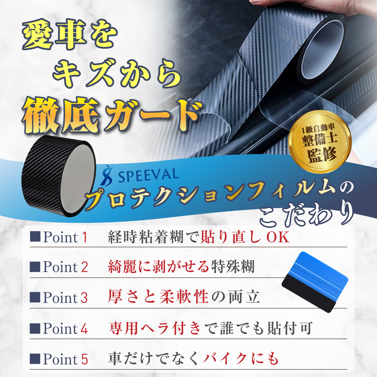 プロテクションフィルム ヘラ付き カーボンブラック