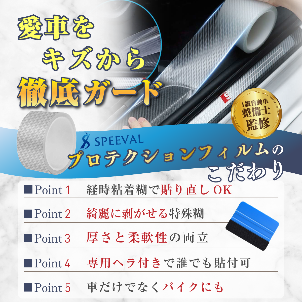 プロテクションフィルム ヘラ付き カーボンシルバー